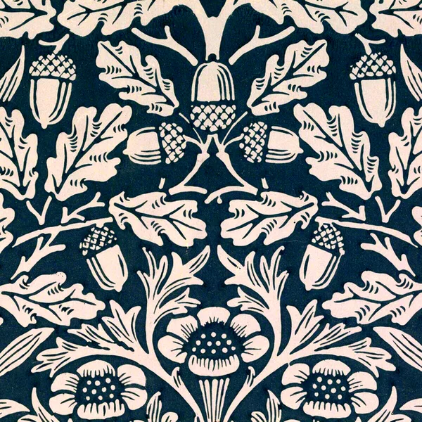 Acorn pattern, Teal on Ivory colourway