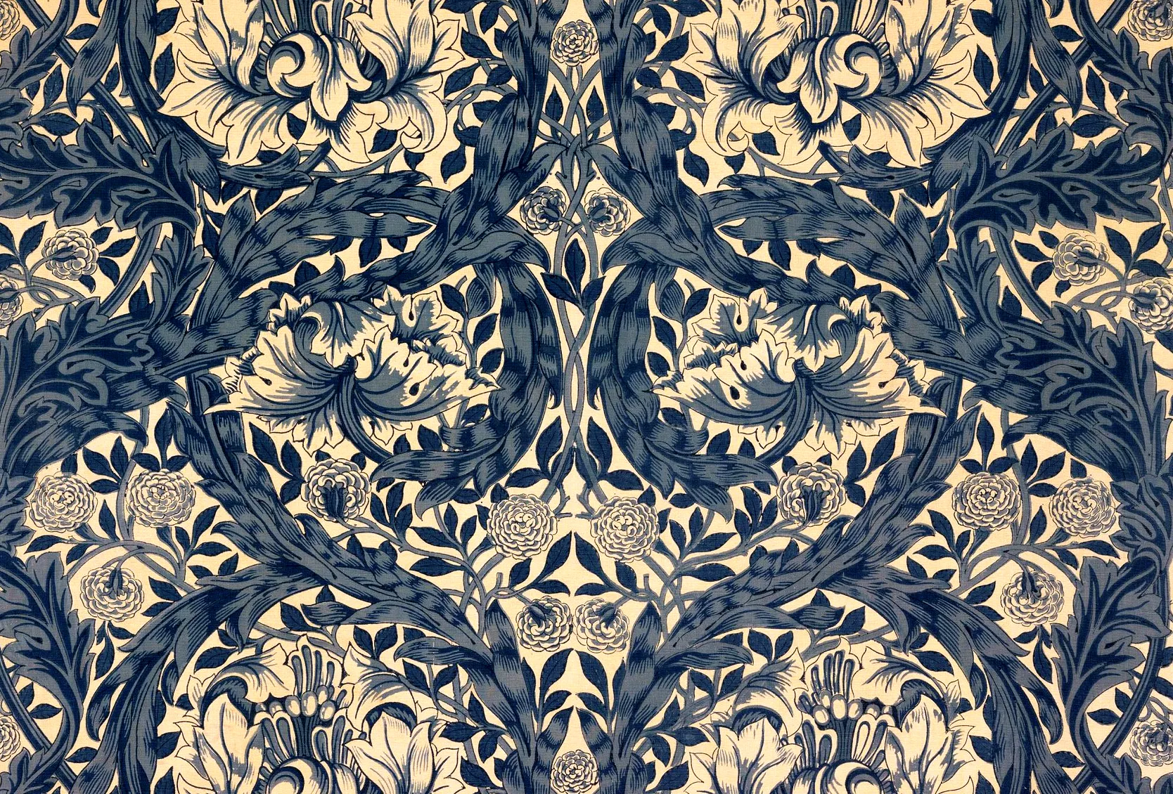 African Marigold by William Morris, Indigo colourway