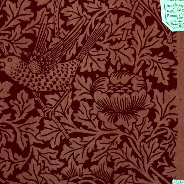 Bird and Anemone pattern, Madder colourway