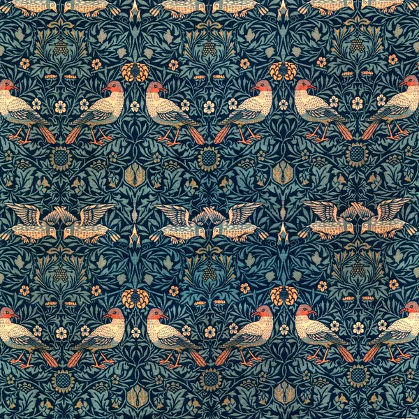 Bird pattern, Indigo colourway