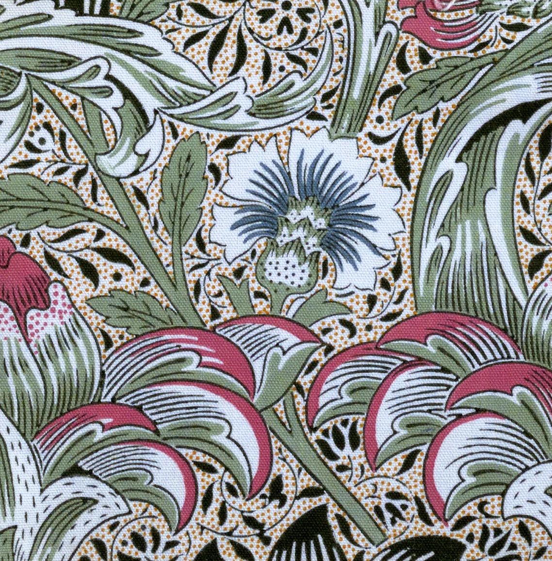 Corncockle by William Morris, Red on Ivory colourway