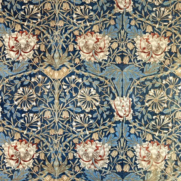Honeysuckle pattern, Indigo on Stone colourway
