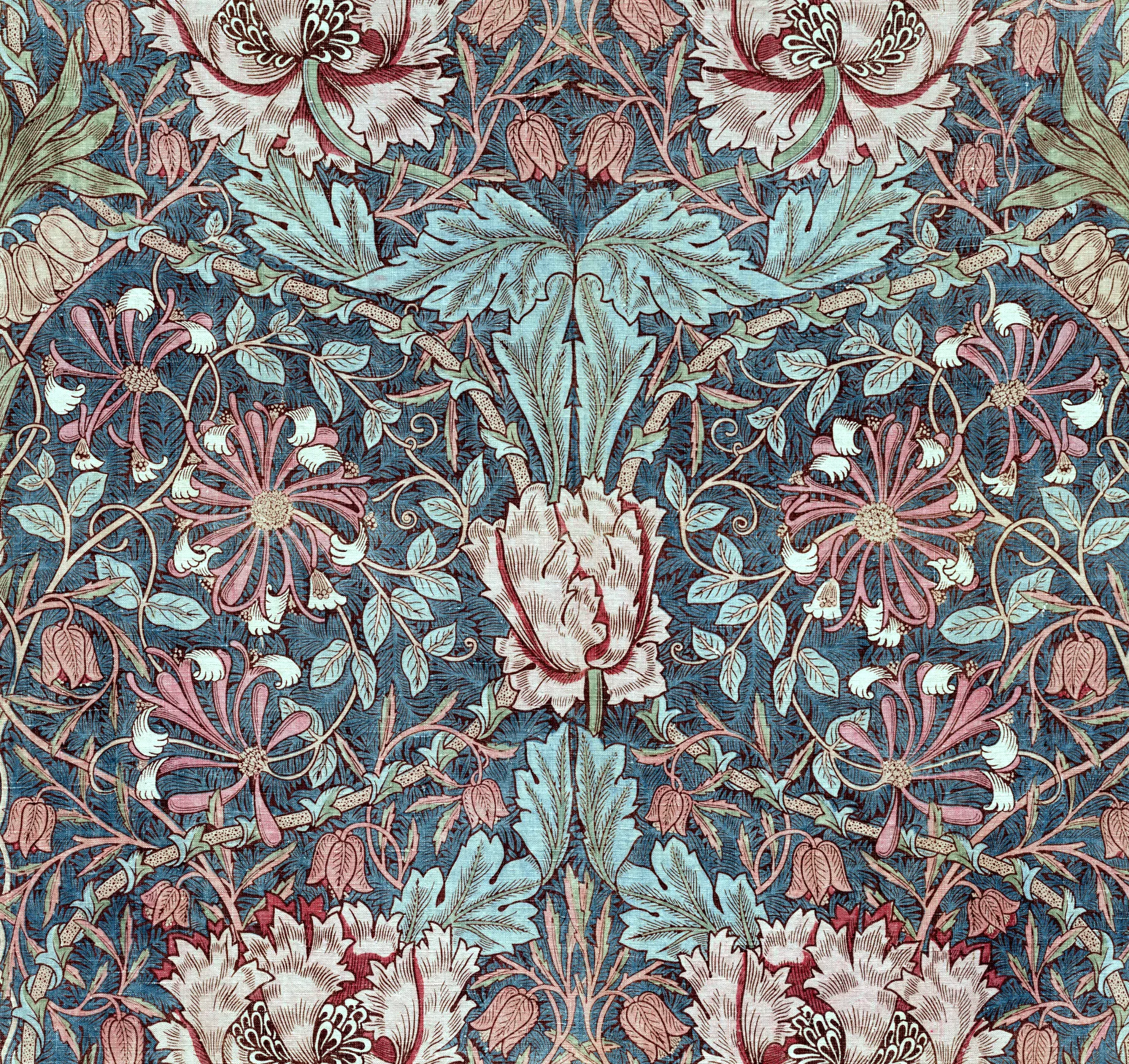 Honeysuckle by William Morris, Madder on Ivory colourway