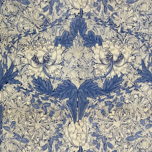 Honeysuckle pattern, Indigo on Ivory colourway