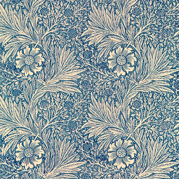 Marigold pattern, Indigo on Ivory colourway