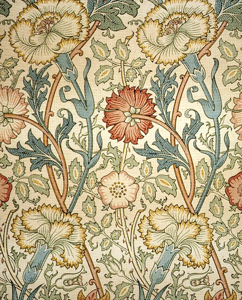 Pink and Rose by William Morris, Brown on Ivory colourway