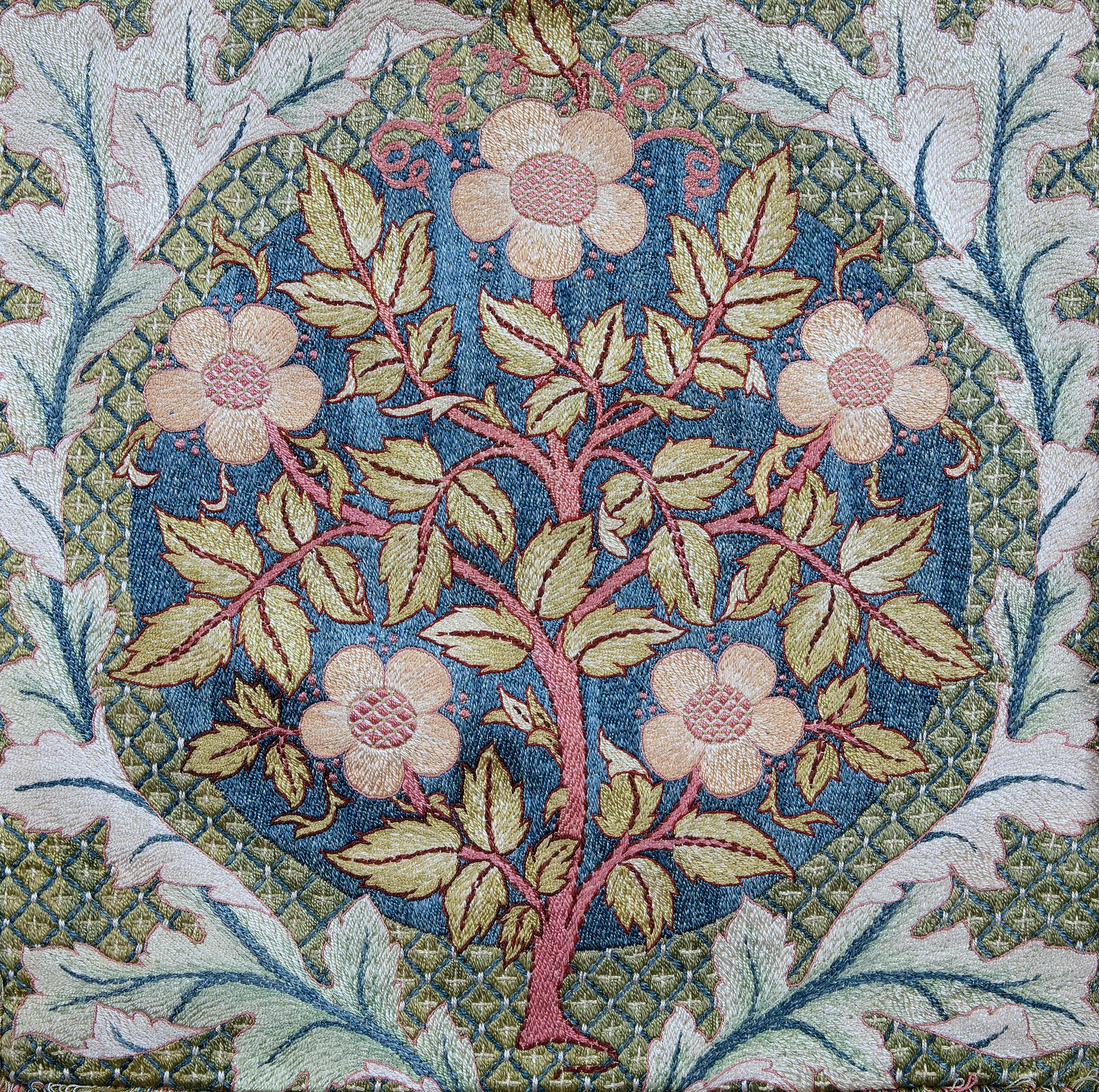 Rose Wreath by William Morris, Ivory on Stone colourway