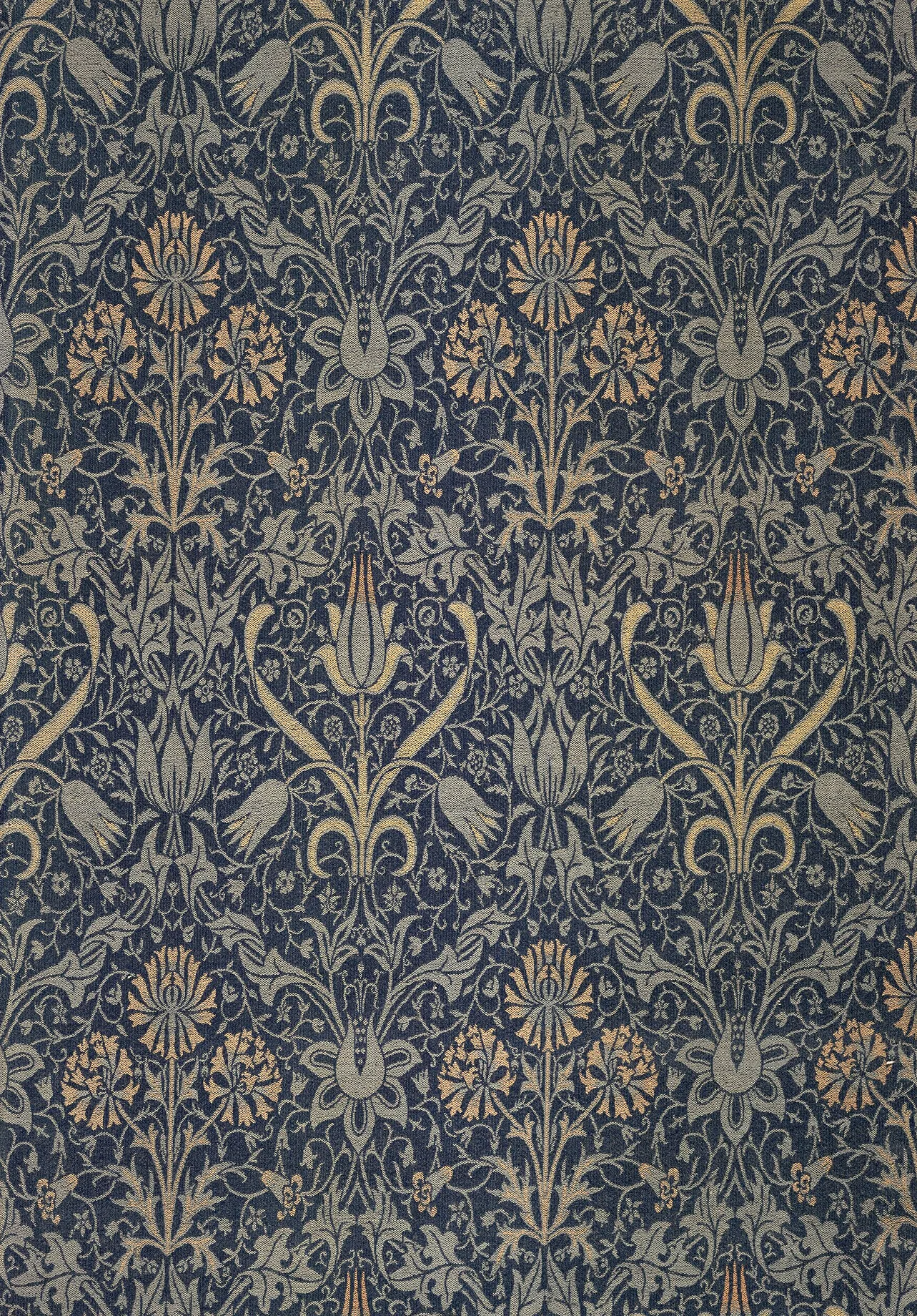 Tulip and Net by William Morris, Indigo colourway