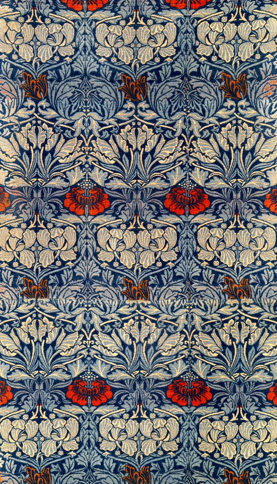 Tulip and Rose by William Morris, Ivory on Stone colourway