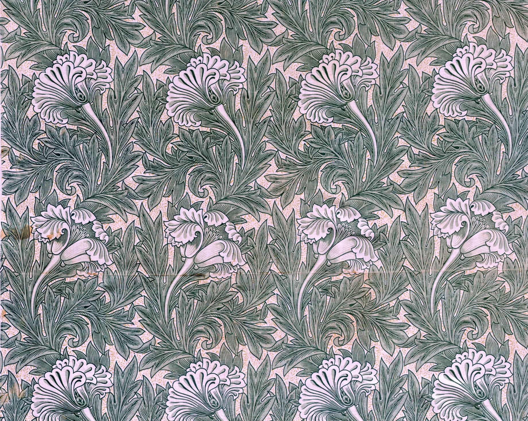 Tulip by William Morris, Dark Green on Stone colourway
