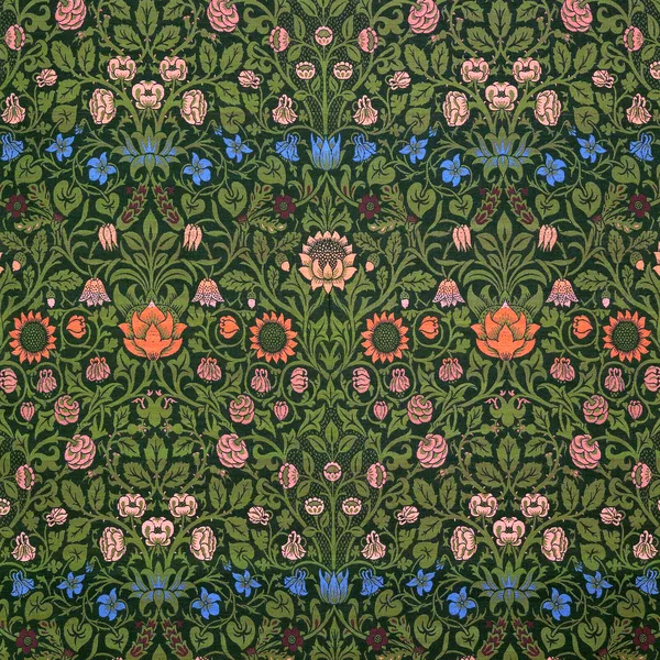 Violet and Columbine pattern, Dark Green colourway