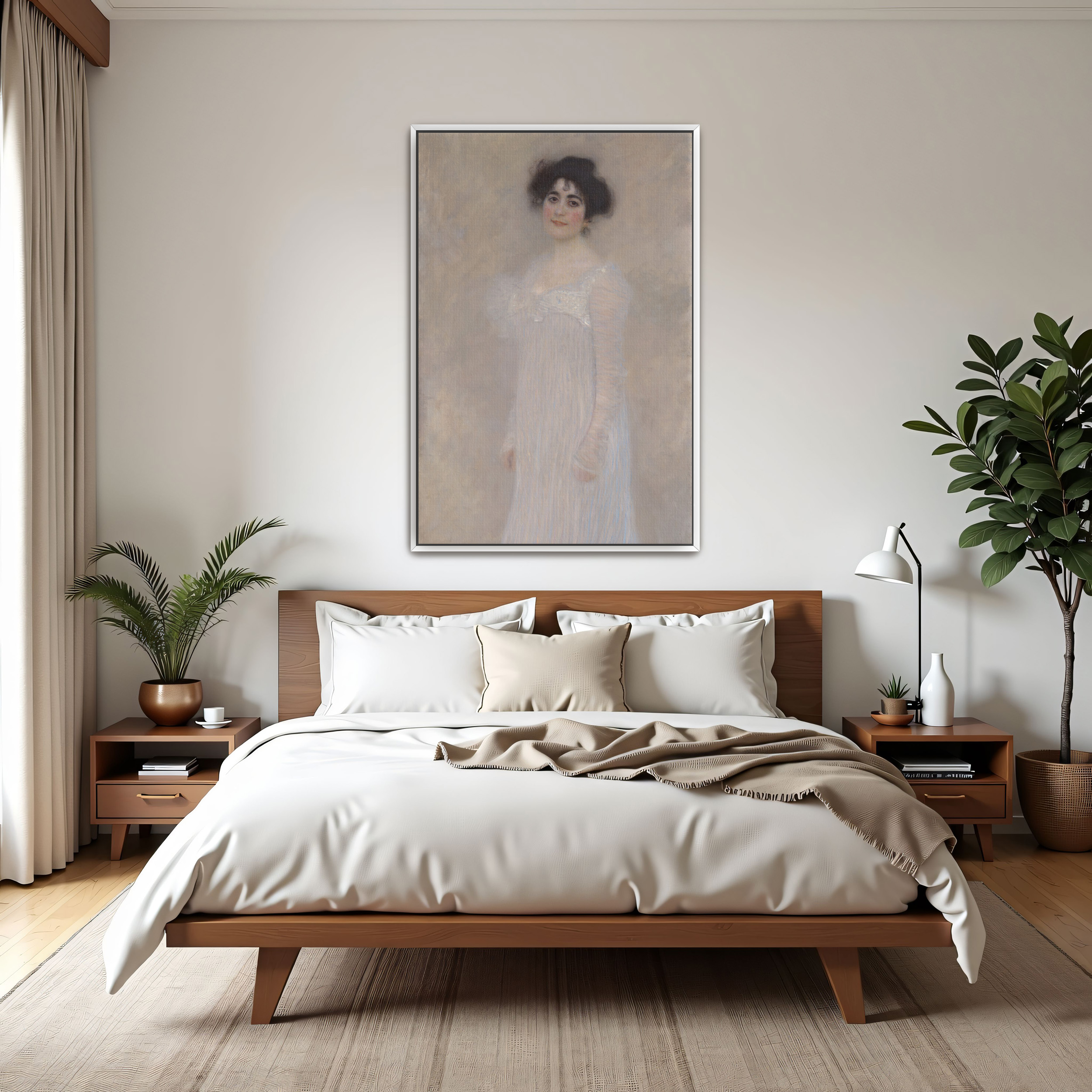 Portrait of Serena Pulitzer Lederer by Gustav Klimt as a print on a wall, room view 3