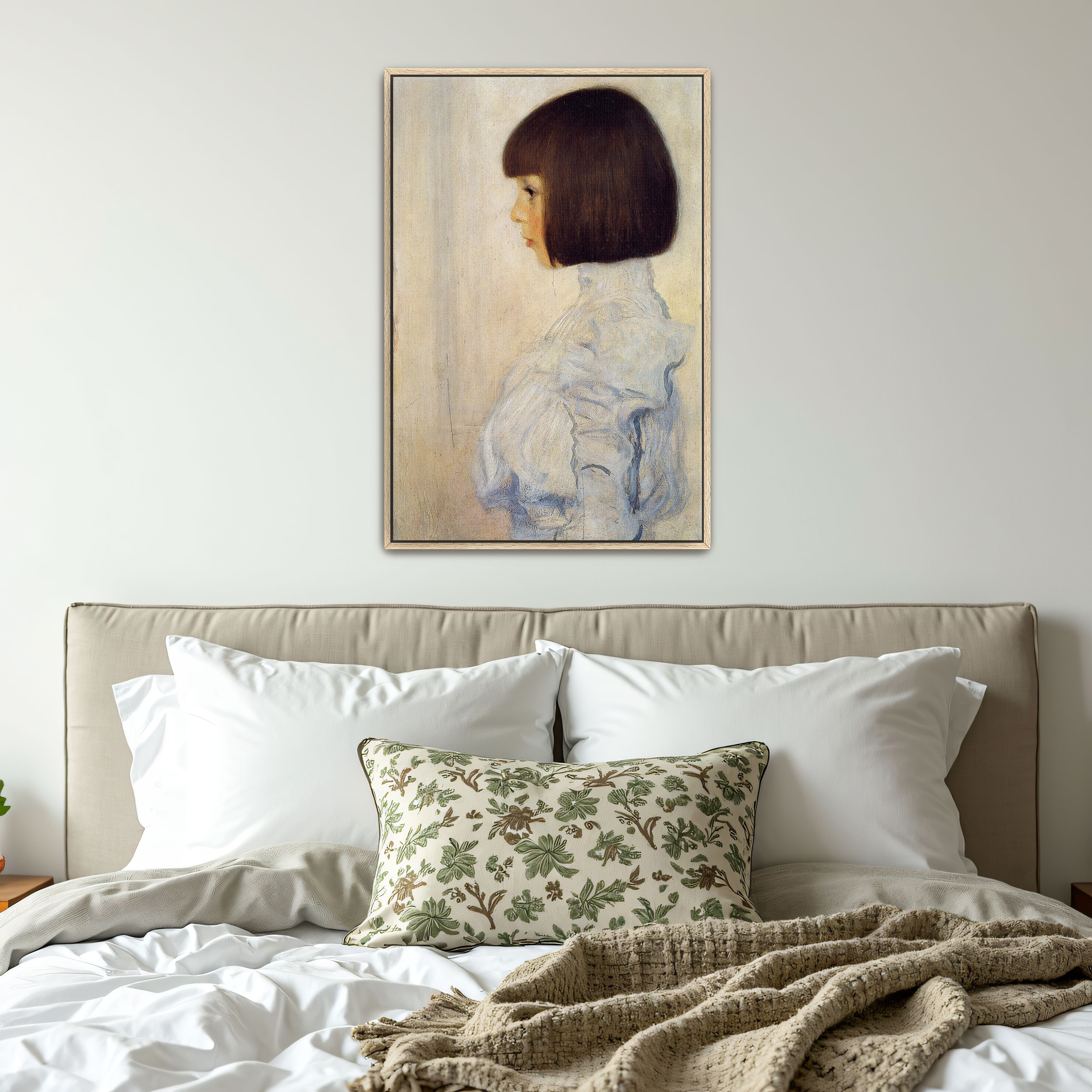 Portrait of Helene Klimt by Gustav Klimt as a print on a wall, room view 4