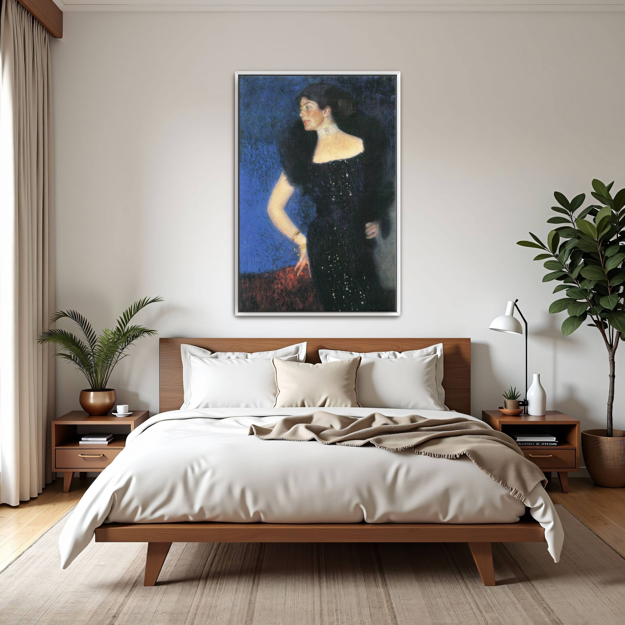 Portrait of Rose von Rosthorn-Friedmann by Gustav Klimt as a print on a wall, room view 3