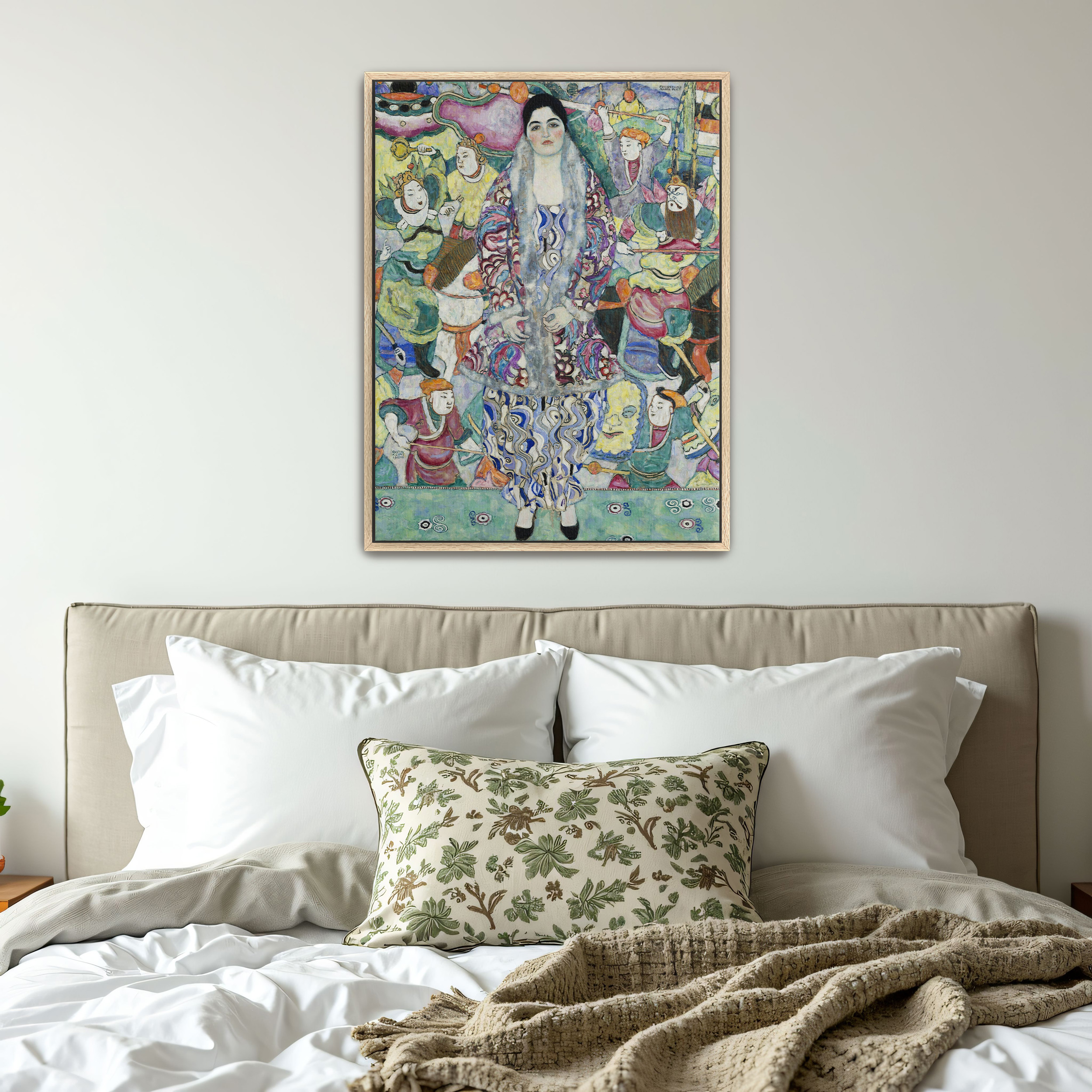Portrait of Friederike Maria Beer by Gustav Klimt as a print on a wall, room view 4