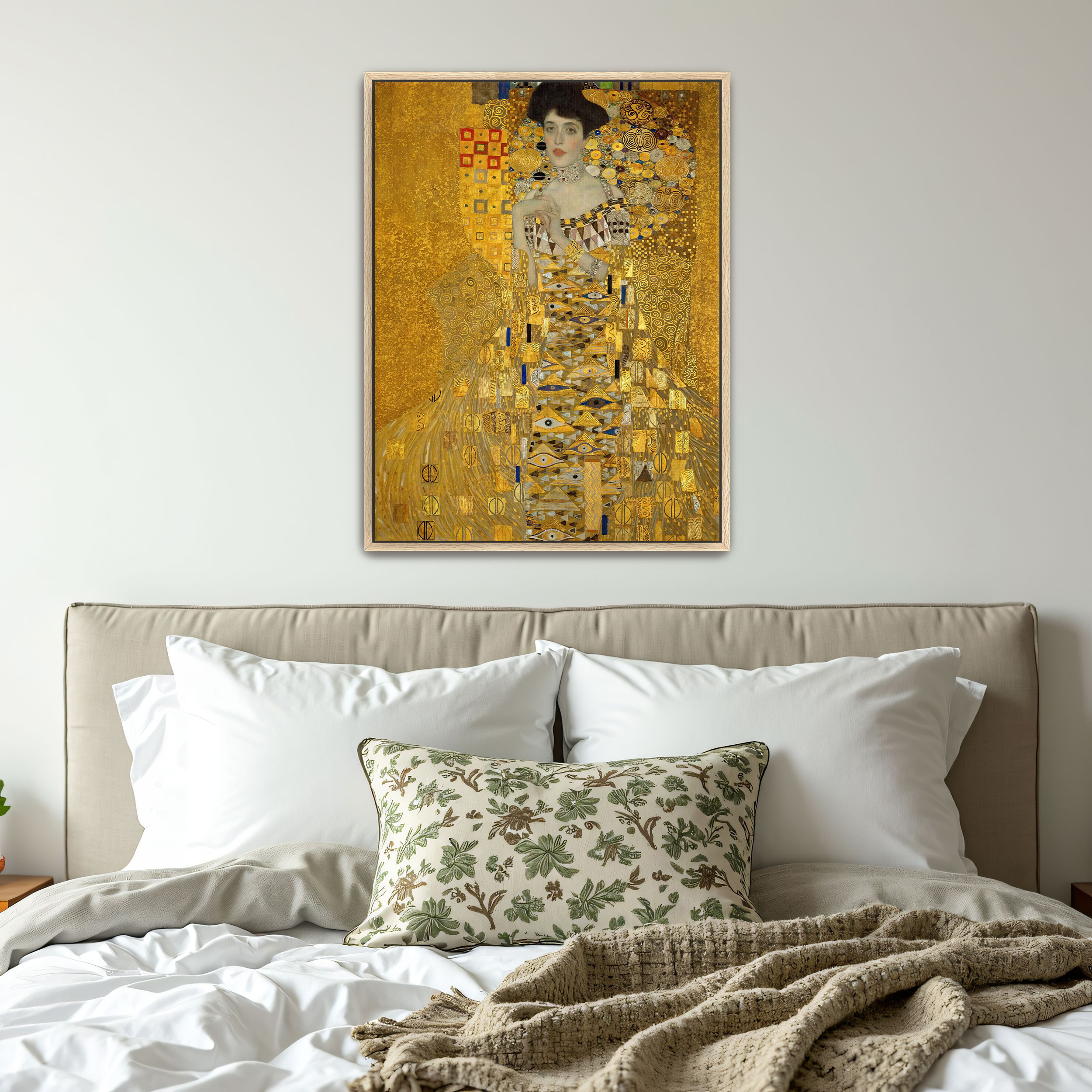 Portrait of Adele Bloch-Bauer I by Gustav Klimt as a print on a wall, room view 4