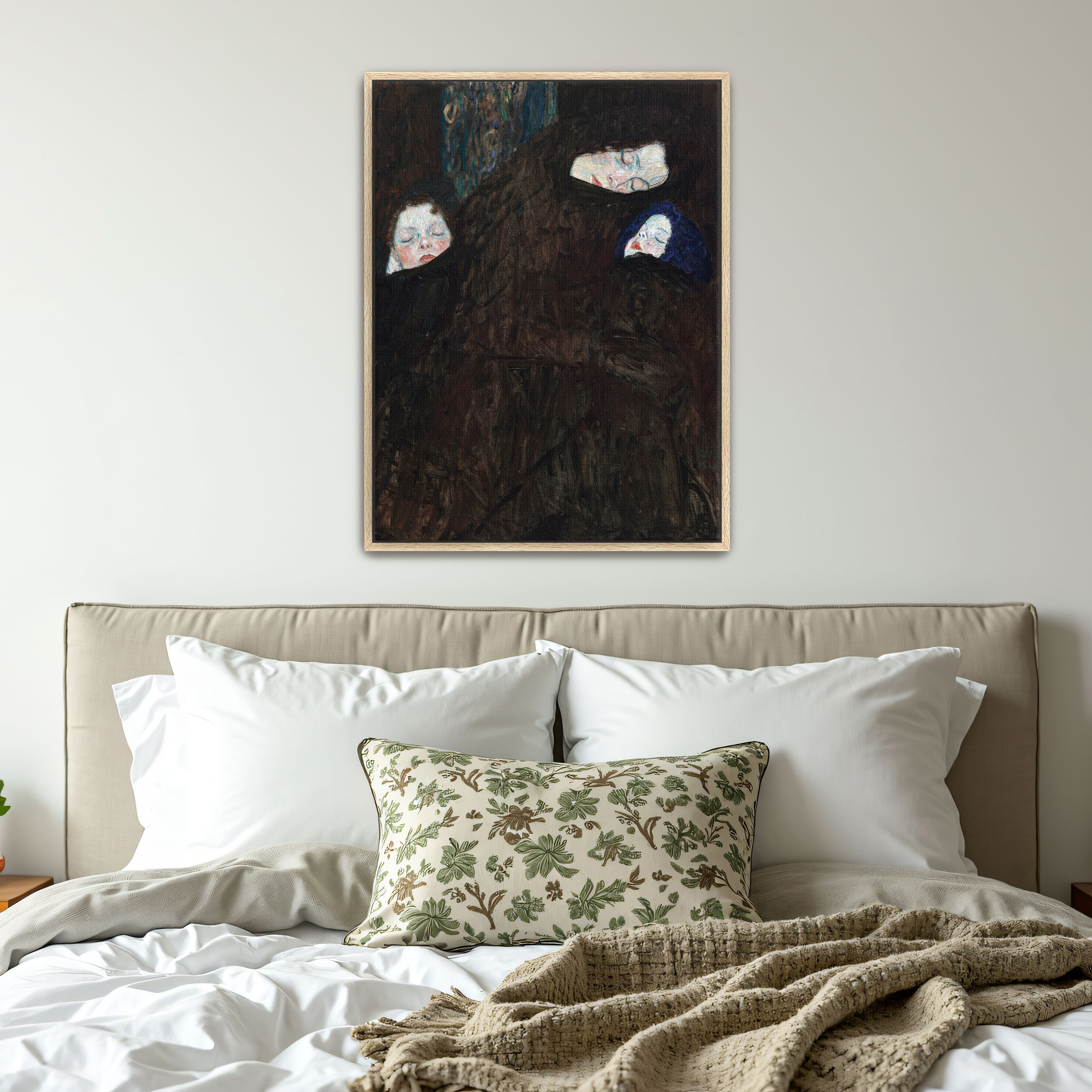 Family by Gustav Klimt as a print on a wall, room view 4