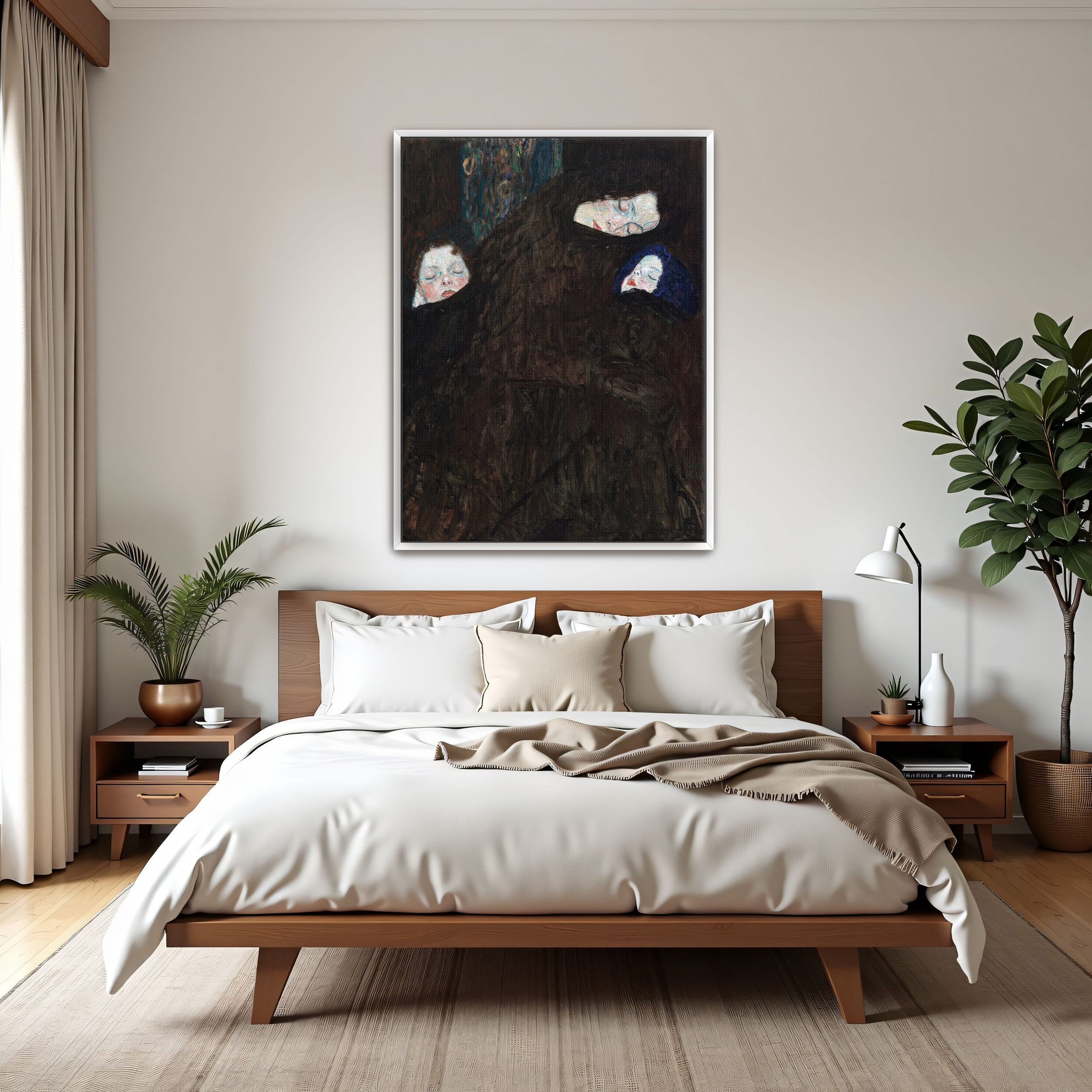 Family by Gustav Klimt as a print on a wall, room view 3