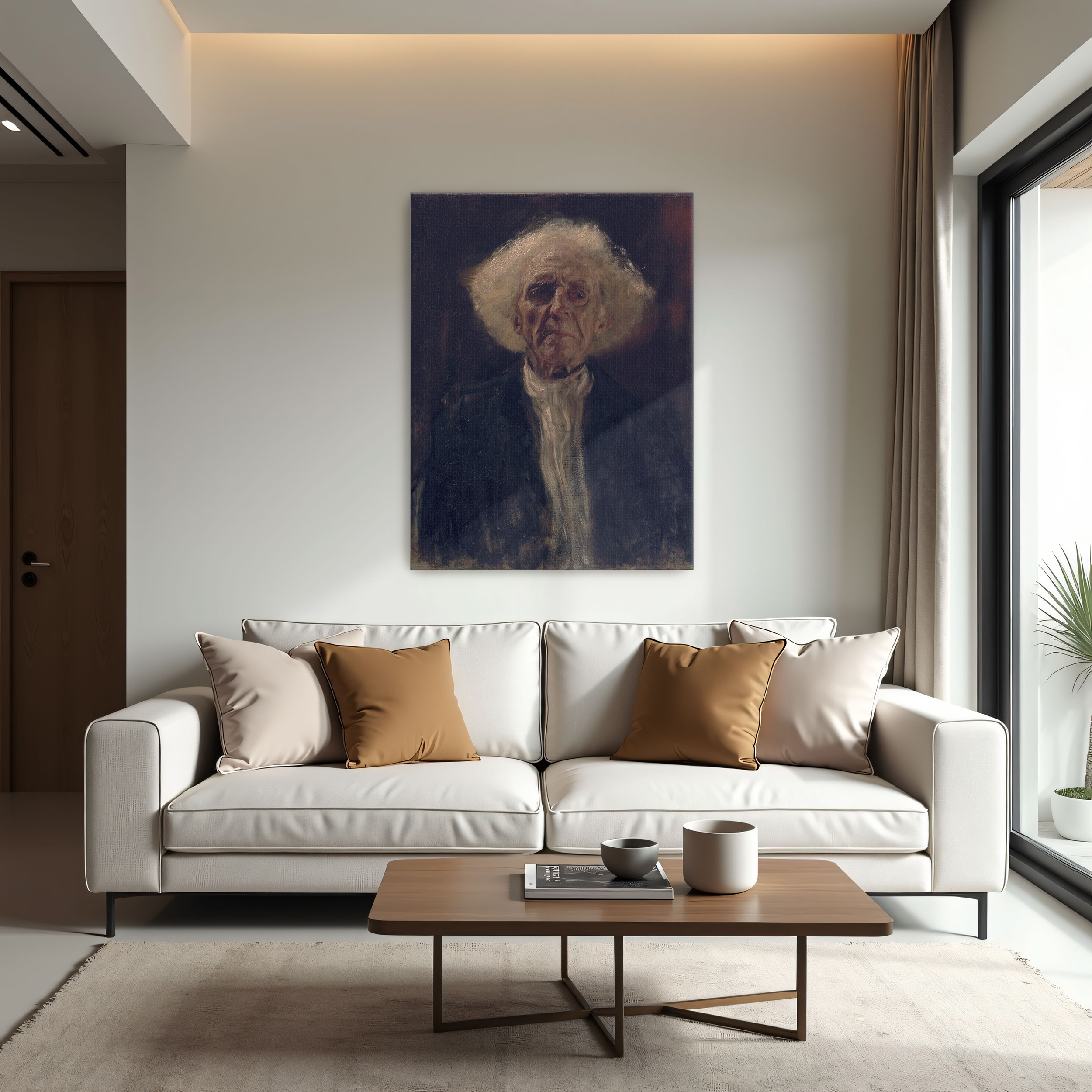 Blind Man by Gustav Klimt as a print on a wall, room view 1