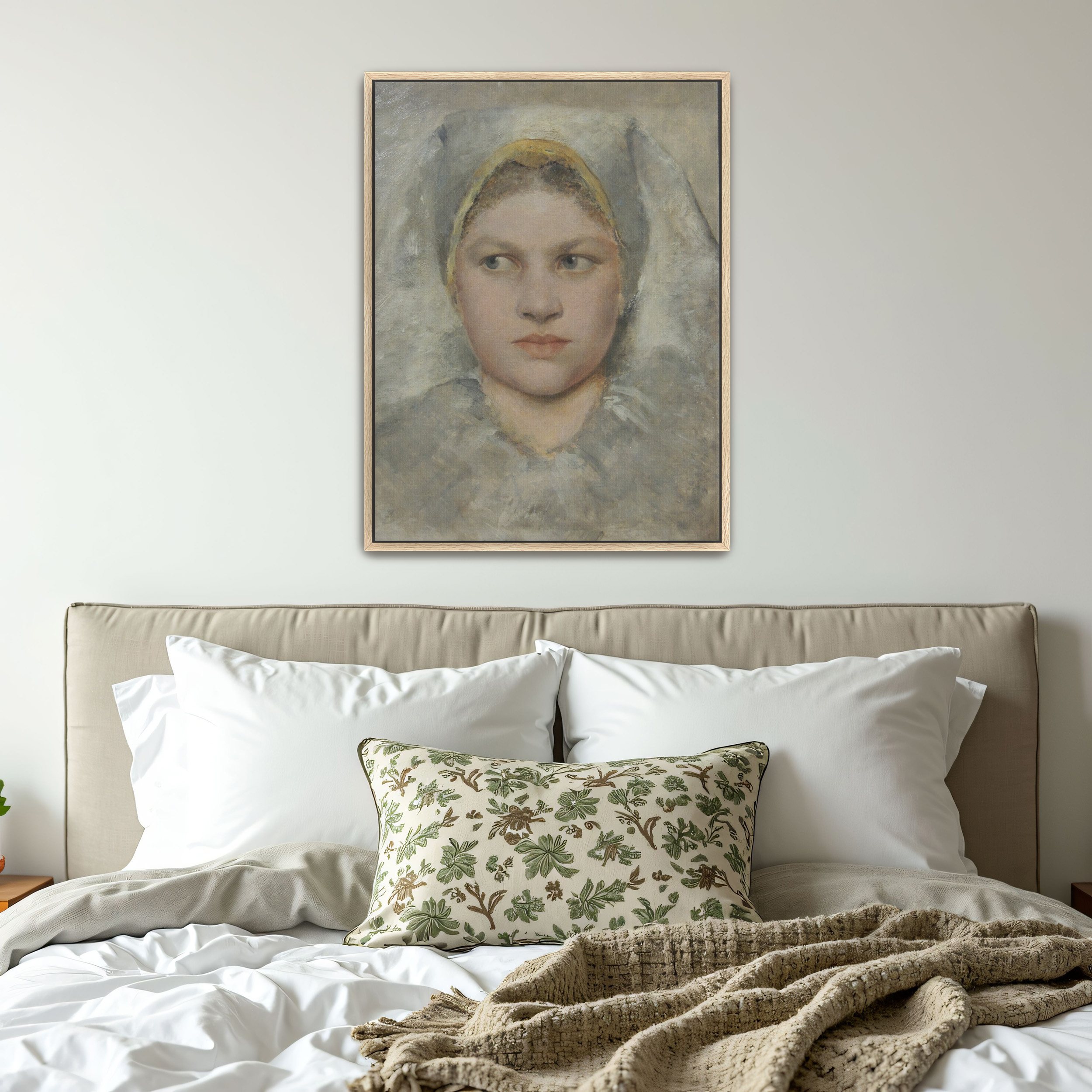 Head Study of a Girl from Haná by Gustav Klimt as a print on a wall, room view 4