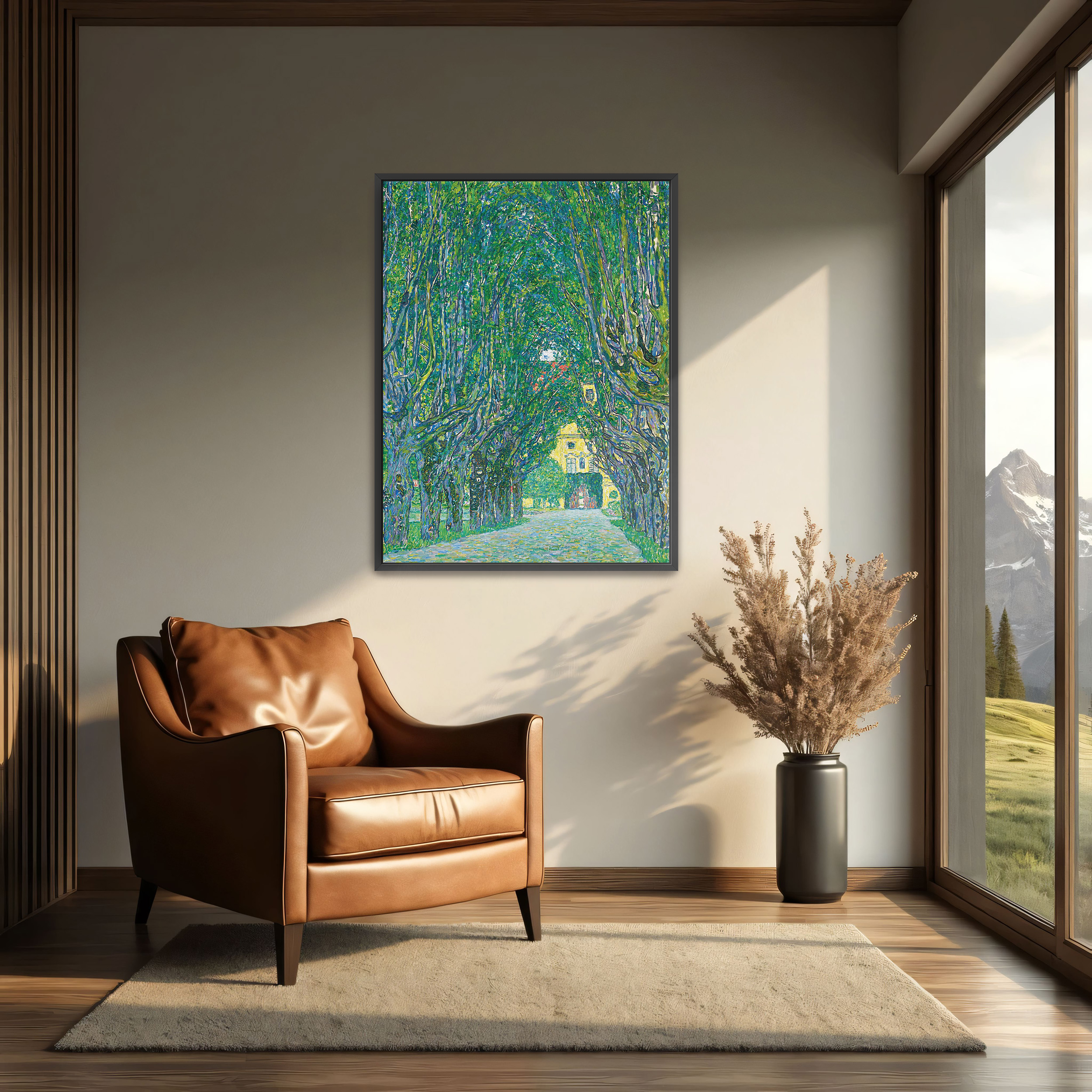 Avenue to Schloss Kammer by Gustav Klimt as a print on a wall, room view 2