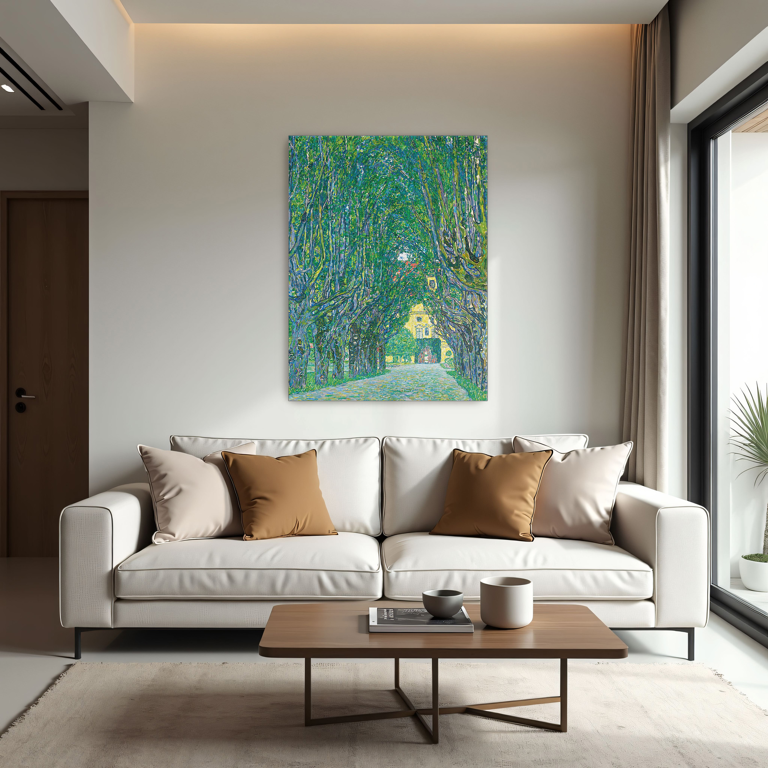 Avenue to Schloss Kammer by Gustav Klimt as a print on a wall, room view 1