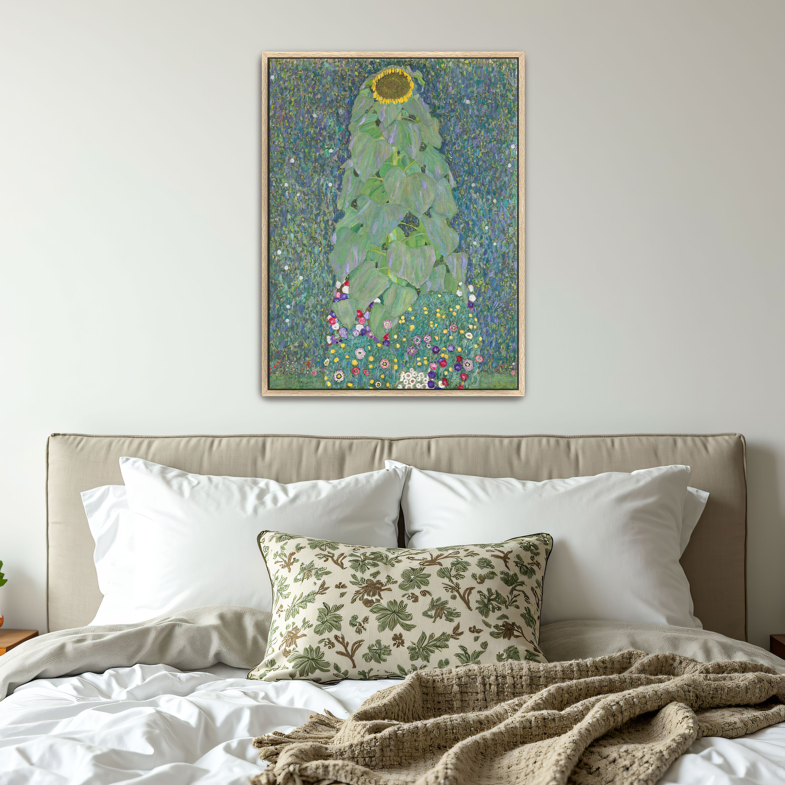 The Sunflower by Gustav Klimt as a print on a wall, room view 4