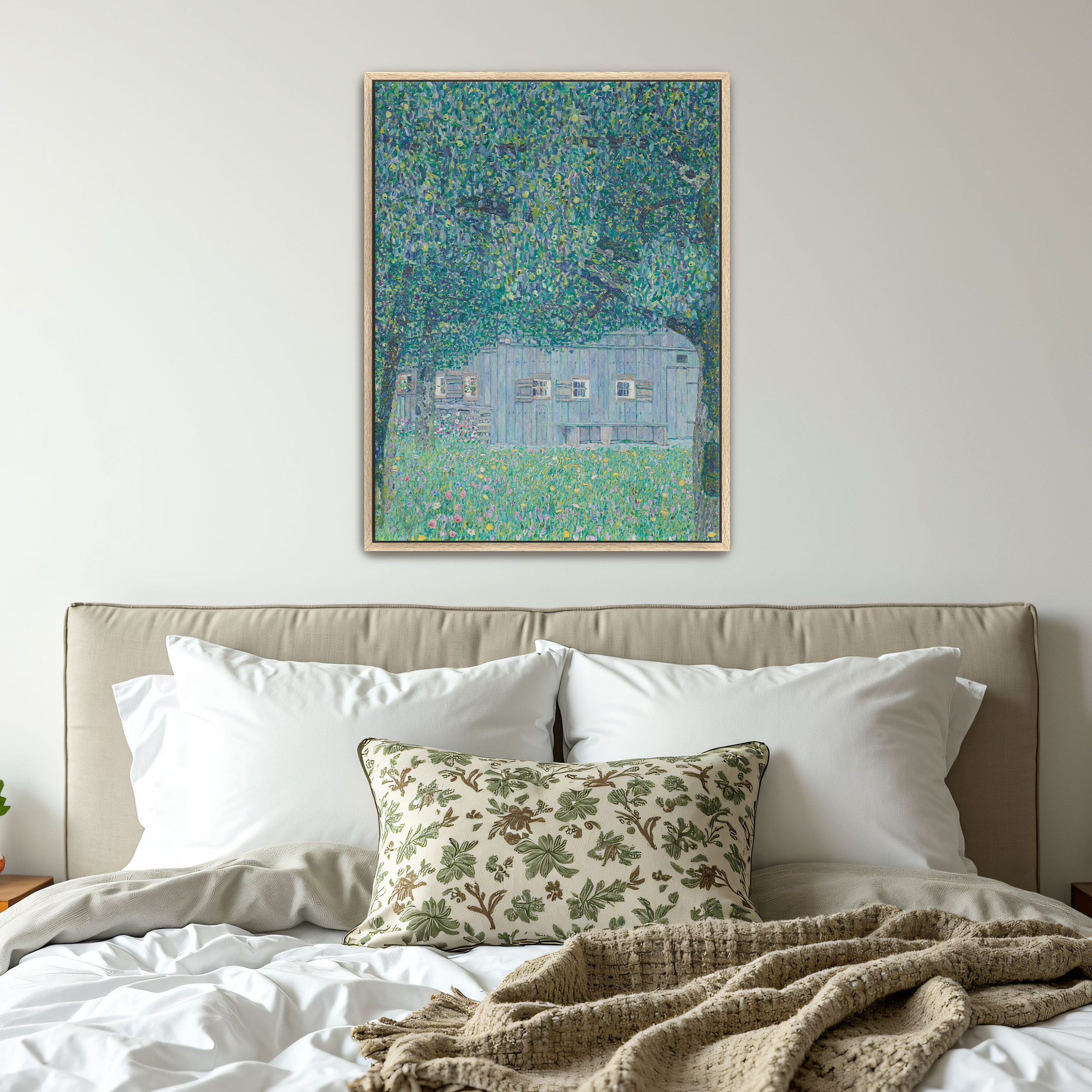 Farmhouse in Buchberg by Gustav Klimt as a print on a wall, room view 4