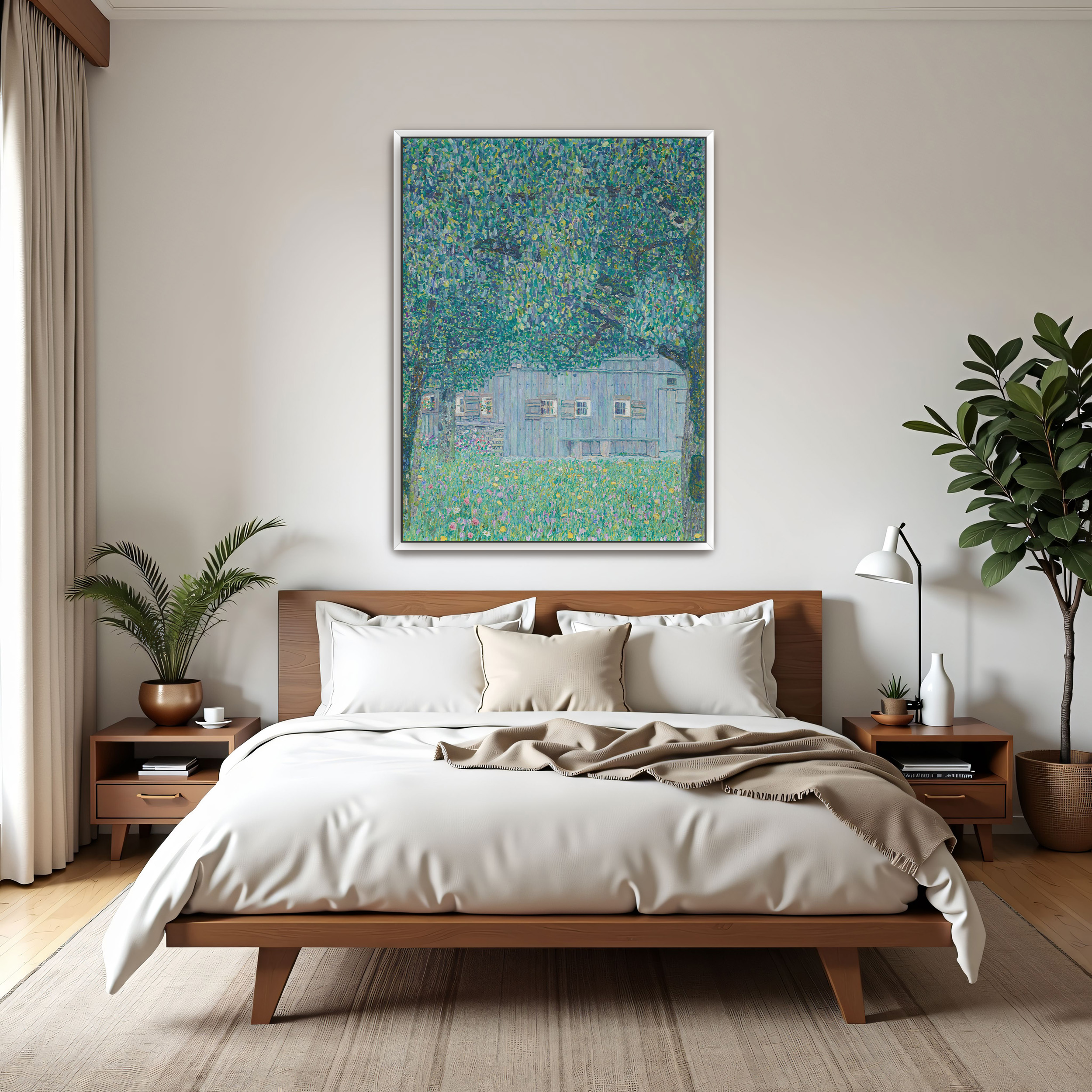 Farmhouse in Buchberg by Gustav Klimt as a print on a wall, room view 3
