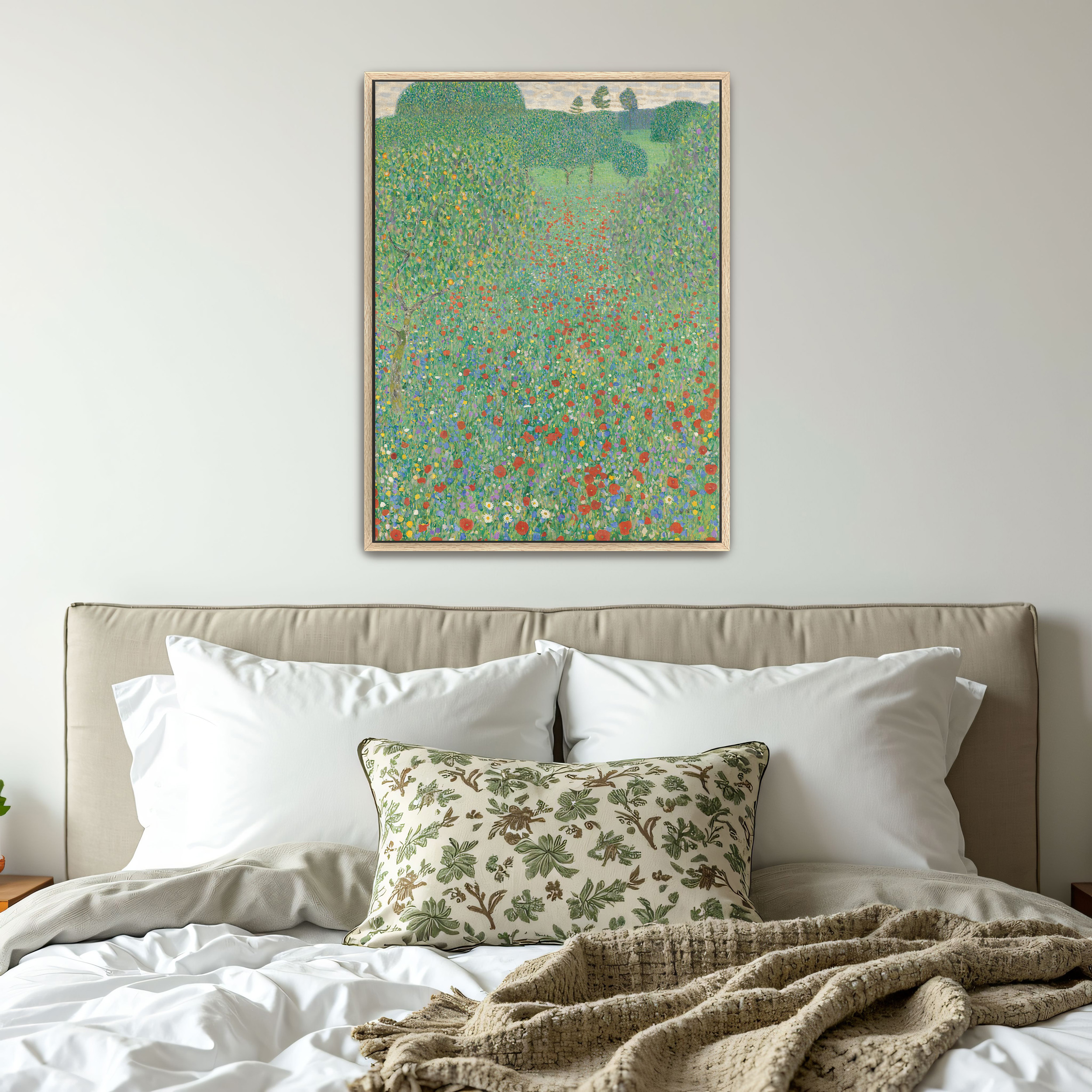Poppy Field by Gustav Klimt as a print on a wall, room view 4