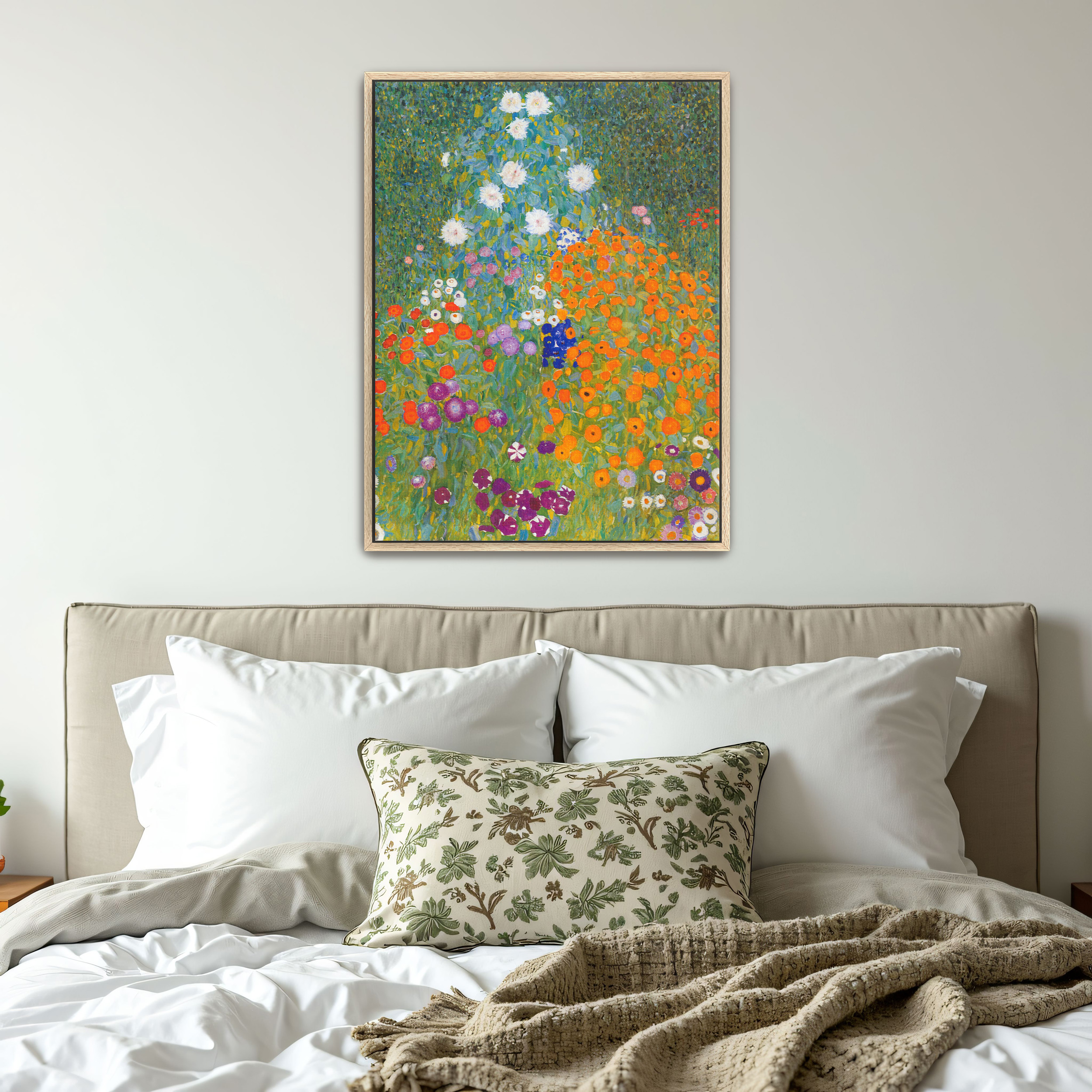 Flower Garden by Gustav Klimt as a print on a wall, room view 4