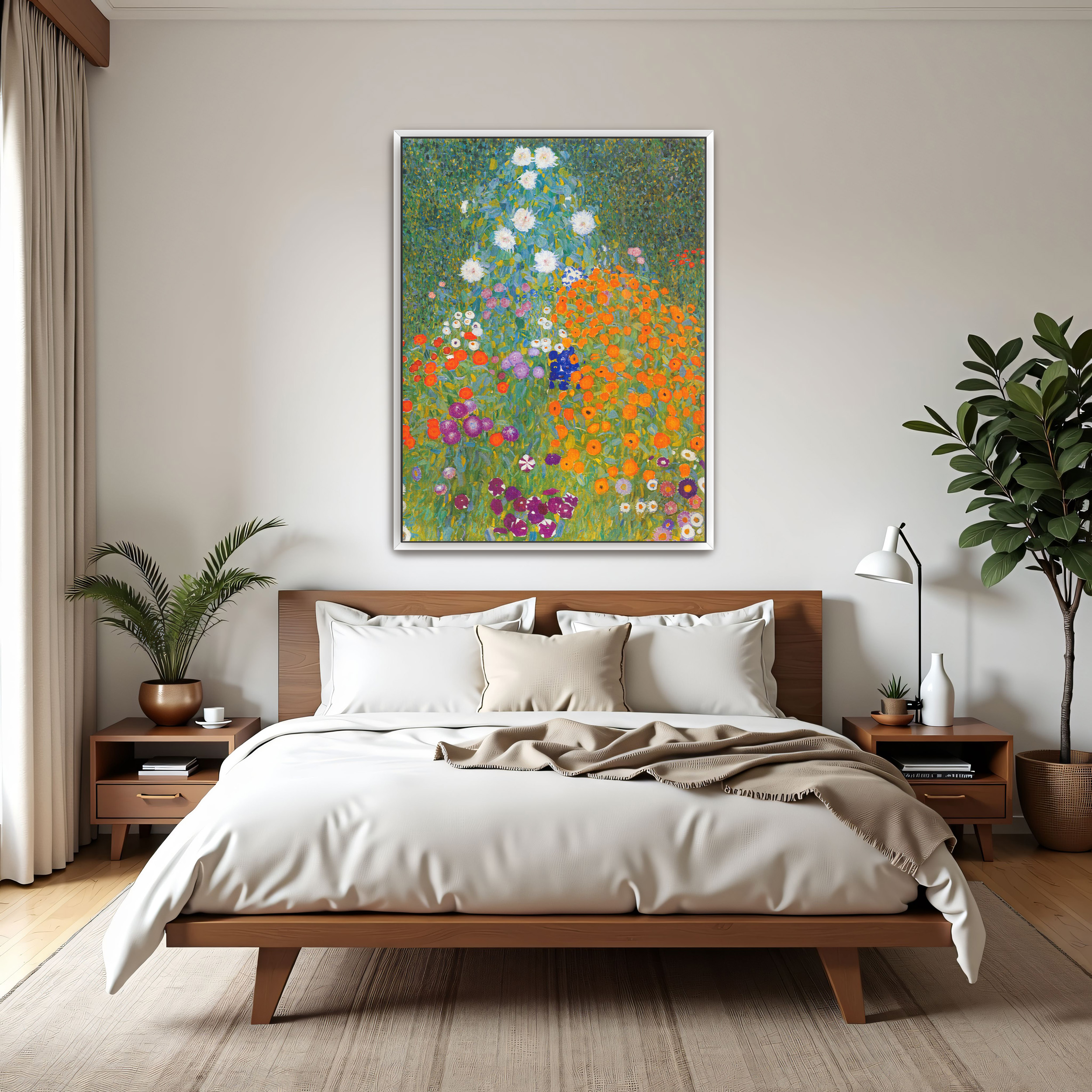 Flower Garden by Gustav Klimt as a print on a wall, room view 3