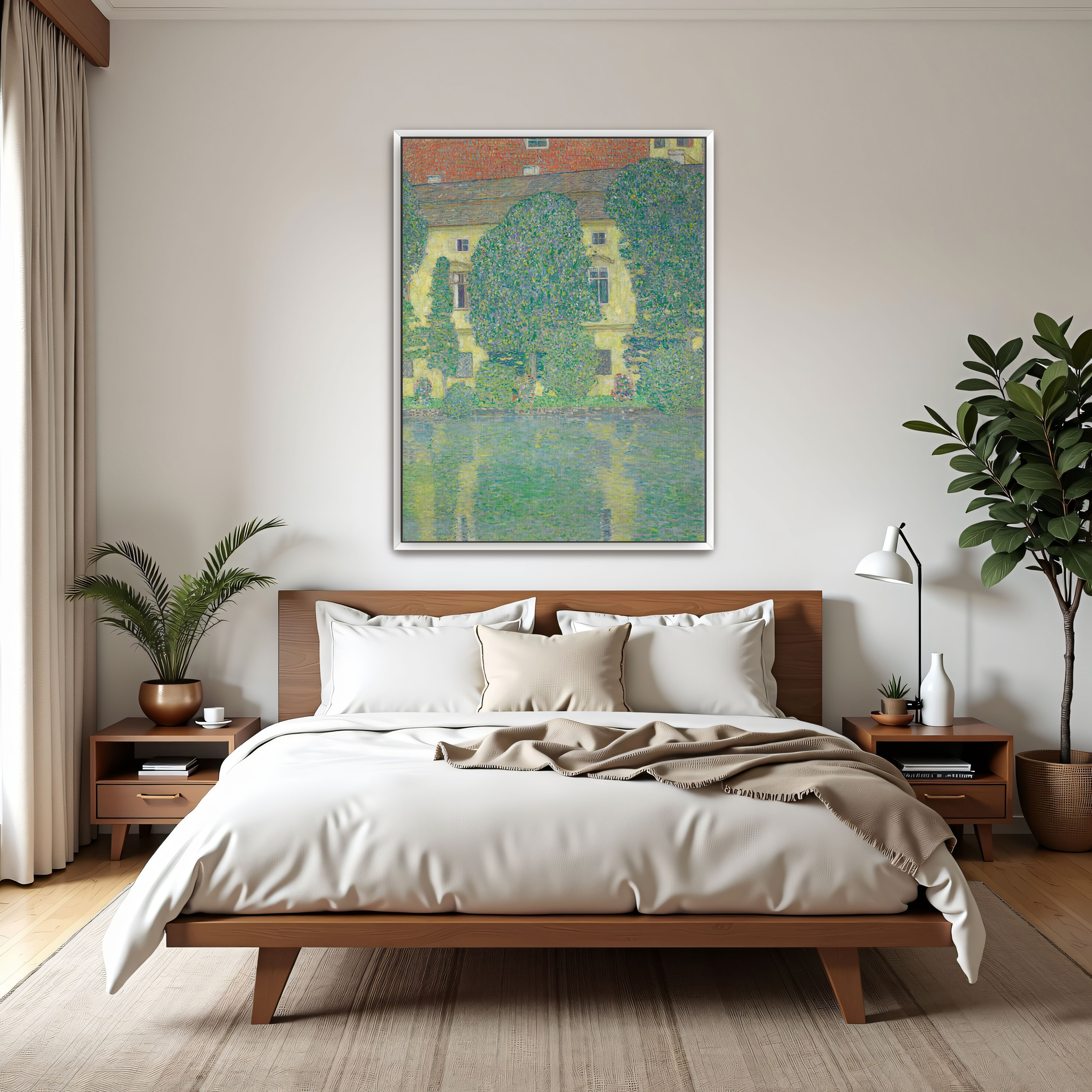 Schloss Kammer on the Attersee III by Gustav Klimt as a print on a wall, room view 3