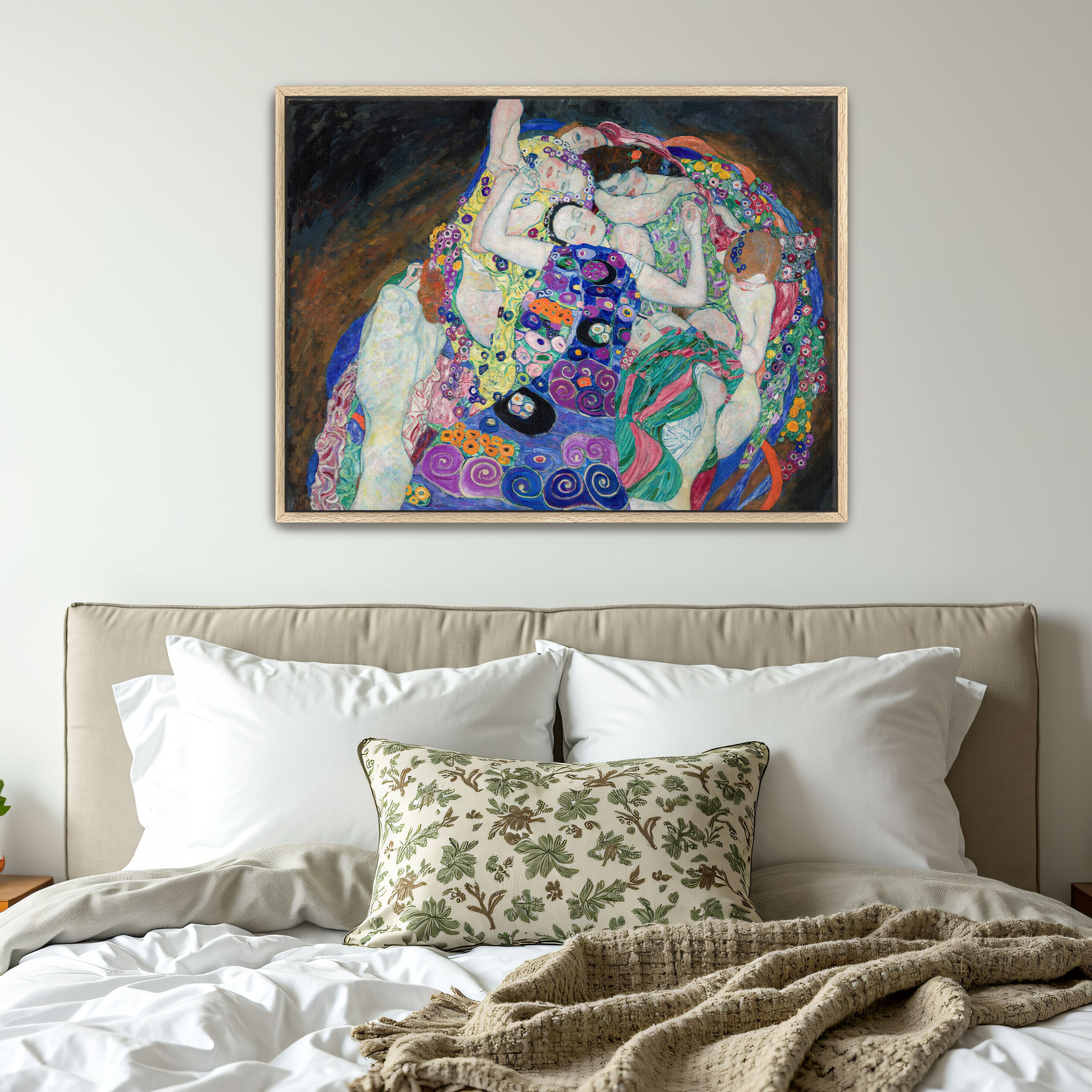 The Virgin by Gustav Klimt as a print on a wall, room view 4