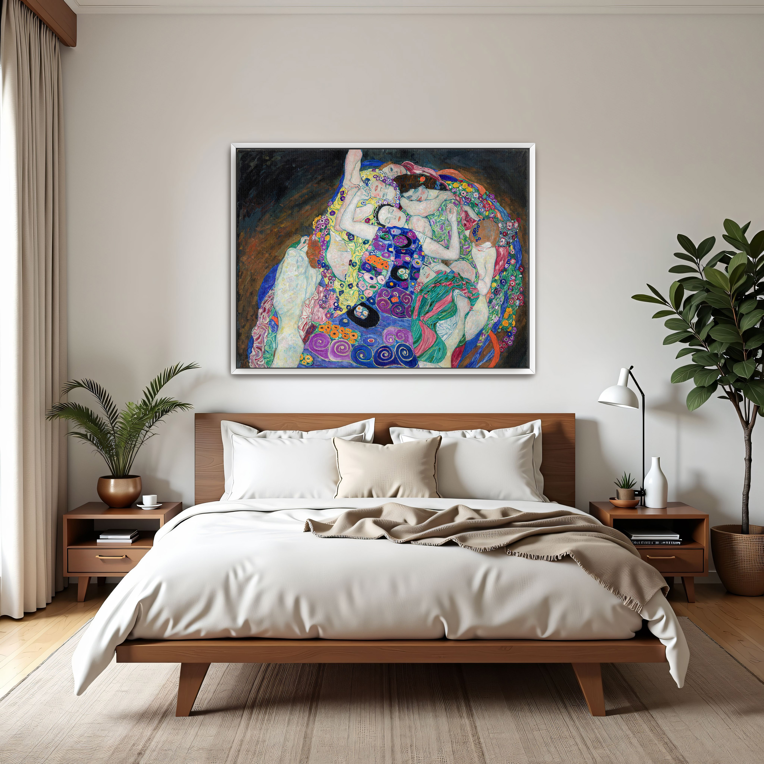 The Virgin by Gustav Klimt as a print on a wall, room view 3
