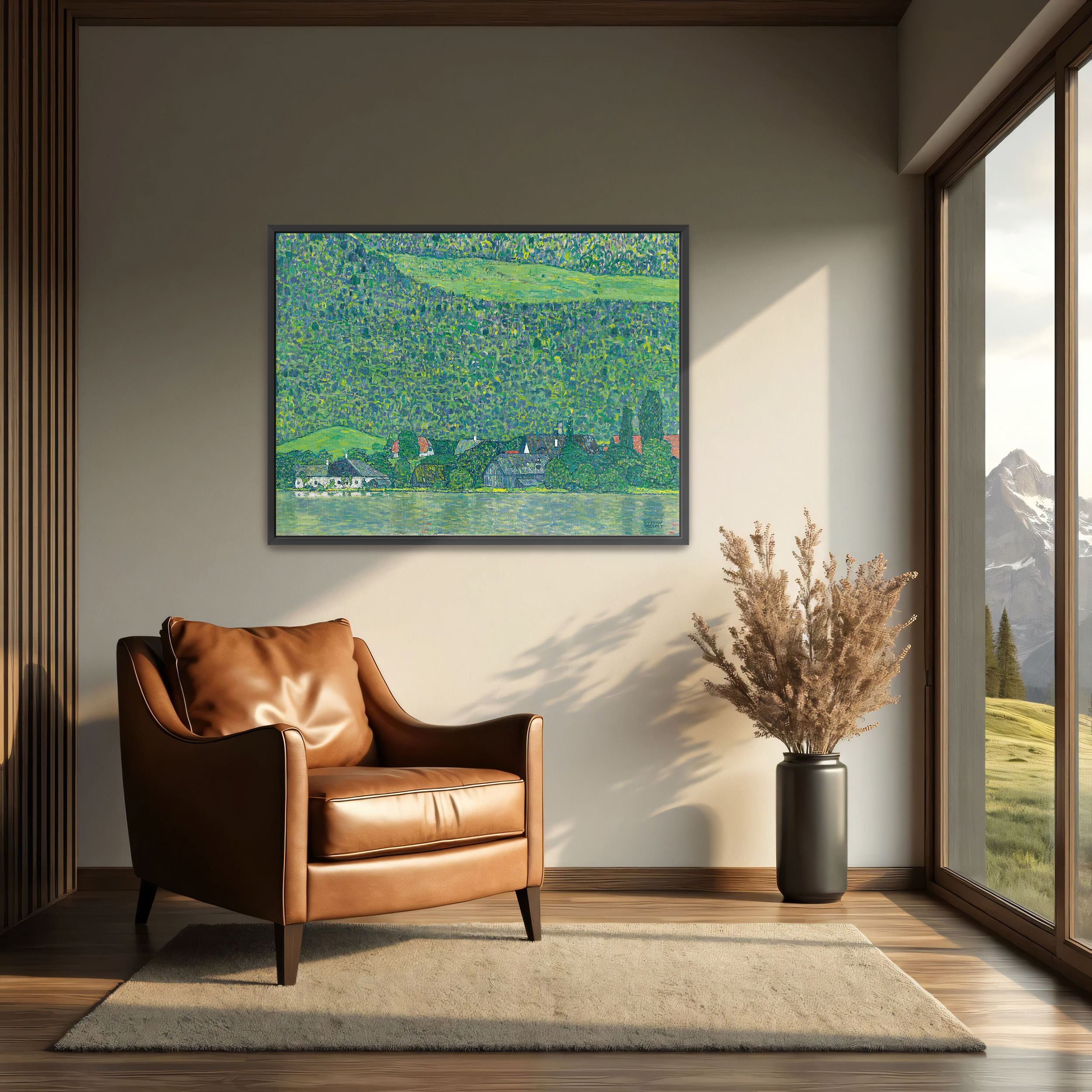 Litzlberg on the Attersee by Gustav Klimt as a print on a wall, room view 2