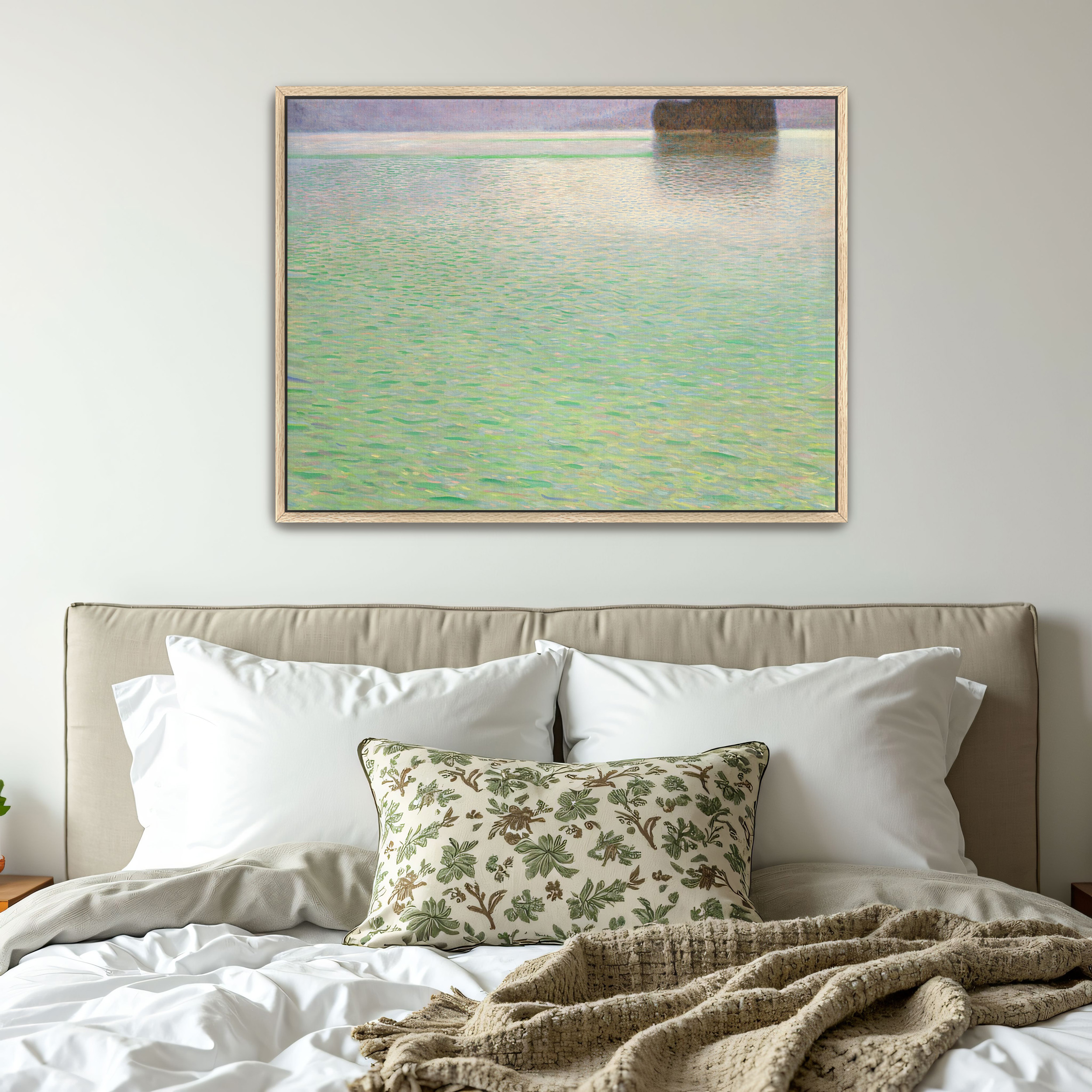 Island in the Attersee by Gustav Klimt as a print on a wall, room view 4