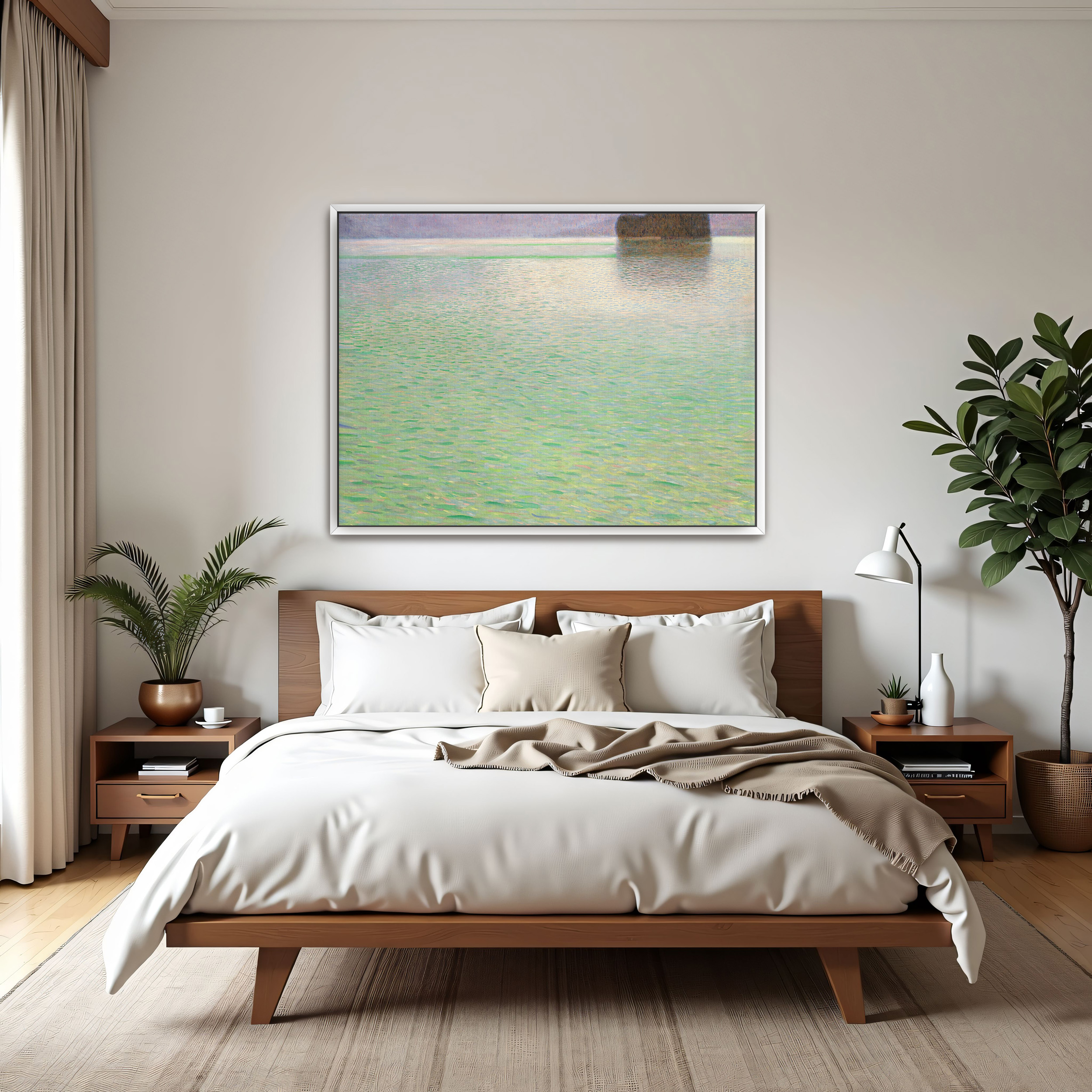 Island in the Attersee by Gustav Klimt as a print on a wall, room view 3